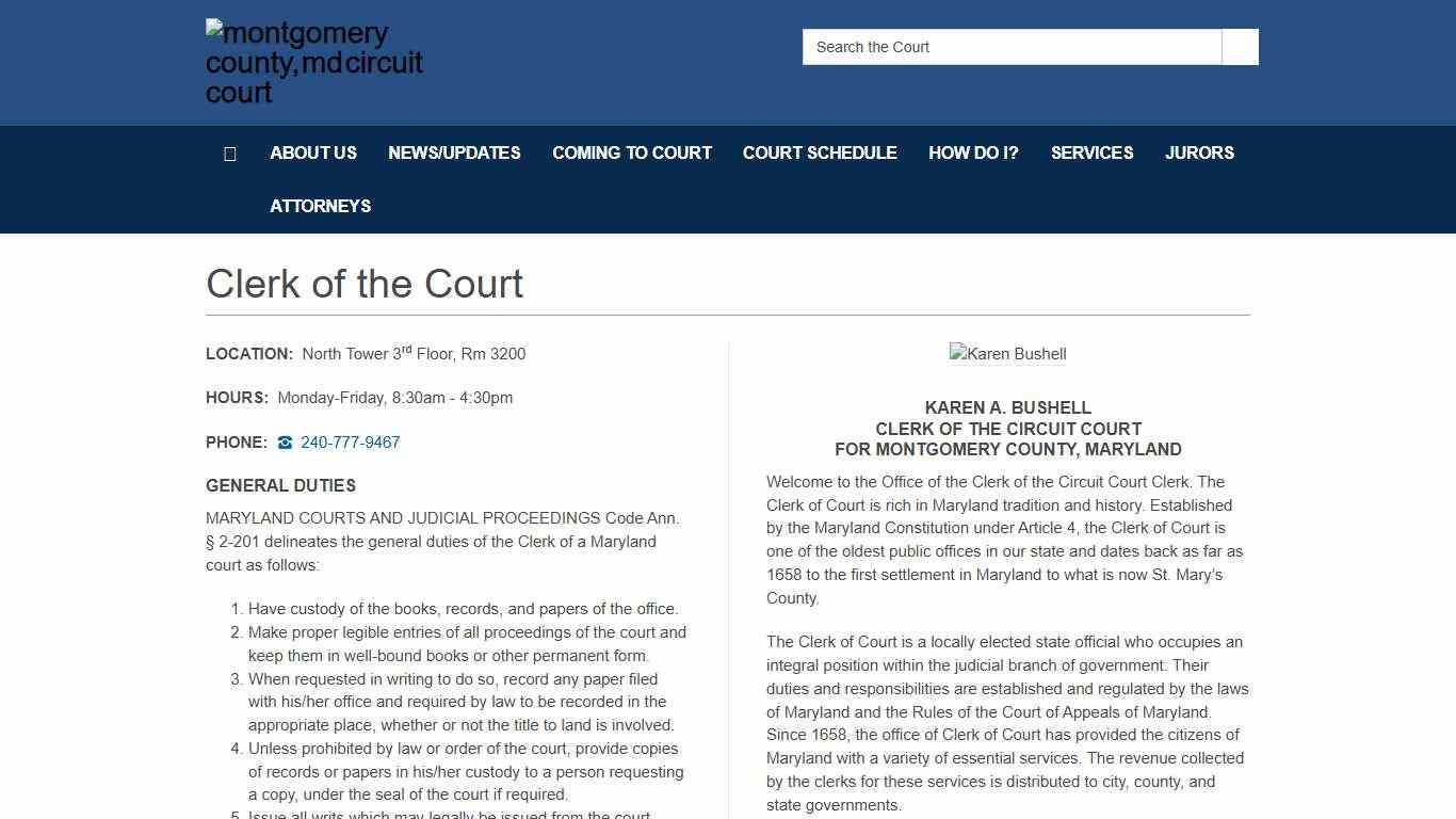 Clerk of the Court - Montgomery County, MD Circuit Court
